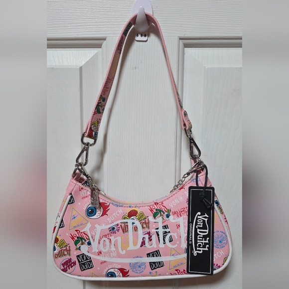Von Dutch Handbags - Von Dutch Pink Graphic Women's Bag